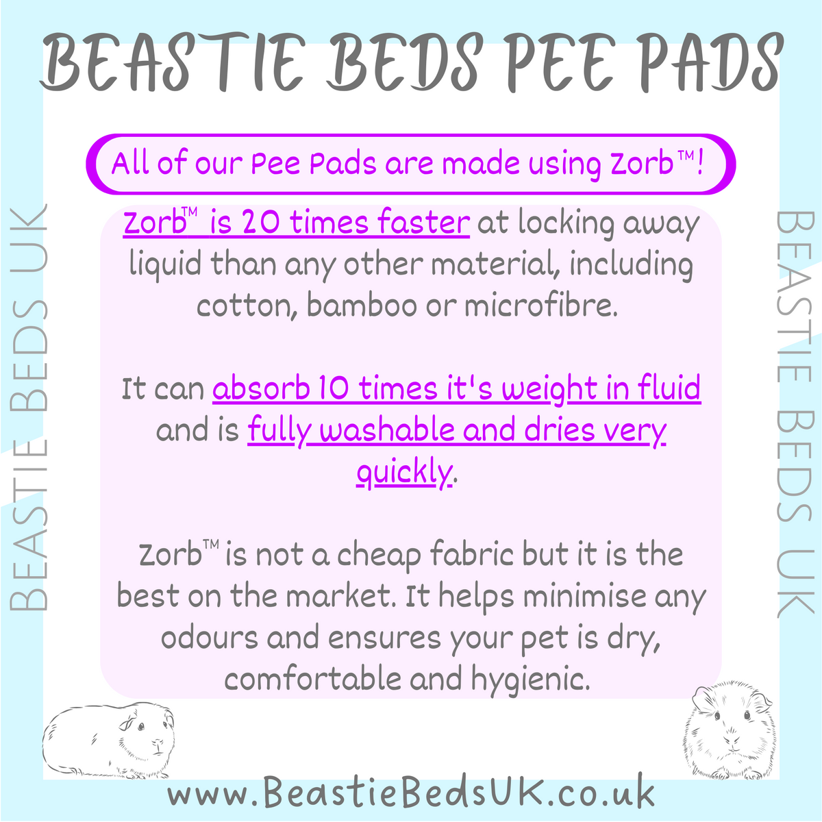 Absorbent Zorb Pee Pads for Cubes Cuddle Cups Sofa s and Lap Pads