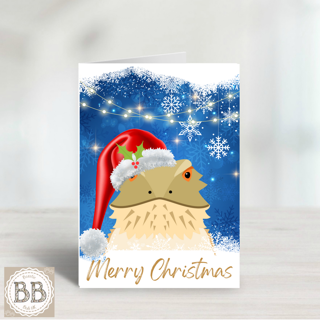 Bearded Dragon Christmas Card, Lizard card, holiday card, Christmas Reptile, Merry Christmas, pretty Christmas card, pet lover card