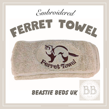 Load image into Gallery viewer, Ferret Towel, embroidered towel for ferrets, pet towel, gift for ferrets, ferret bath, cute gift, animal lover, ferret accessories, dry pet
