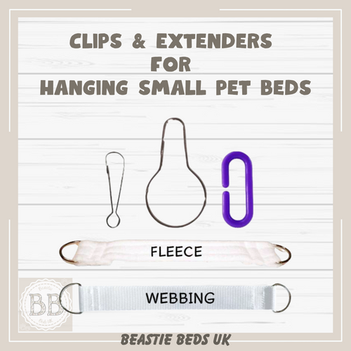 clips and extenders for small pet cages, hammock clips, hooks for rat hammocks