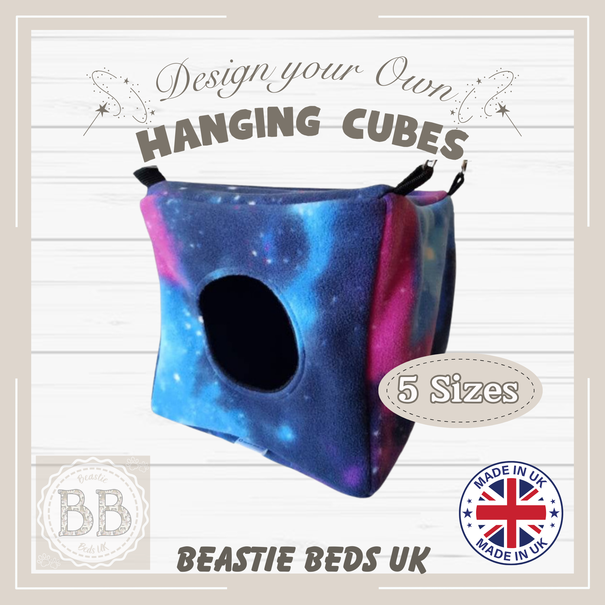 Jumbo Hanging Cube Bed hammock for rats ferrets chinchillas degus Beastie Beds UK