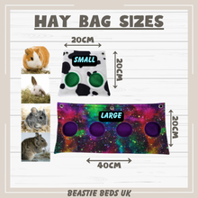 Load image into Gallery viewer, Hay Bags for rabbits, guinea pigs, chinchillas and degus. Design your own!
