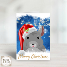 Load image into Gallery viewer, Chinchilla Christmas Card, chinchilla card, holiday card, Christmas chinchilla, Merry Christmas, pretty Christmas card, pet lover card
