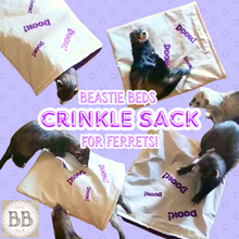 Load image into Gallery viewer, CRINKLE sack toys for ferrets, fun toy and bed for ferrets - can be personalised
