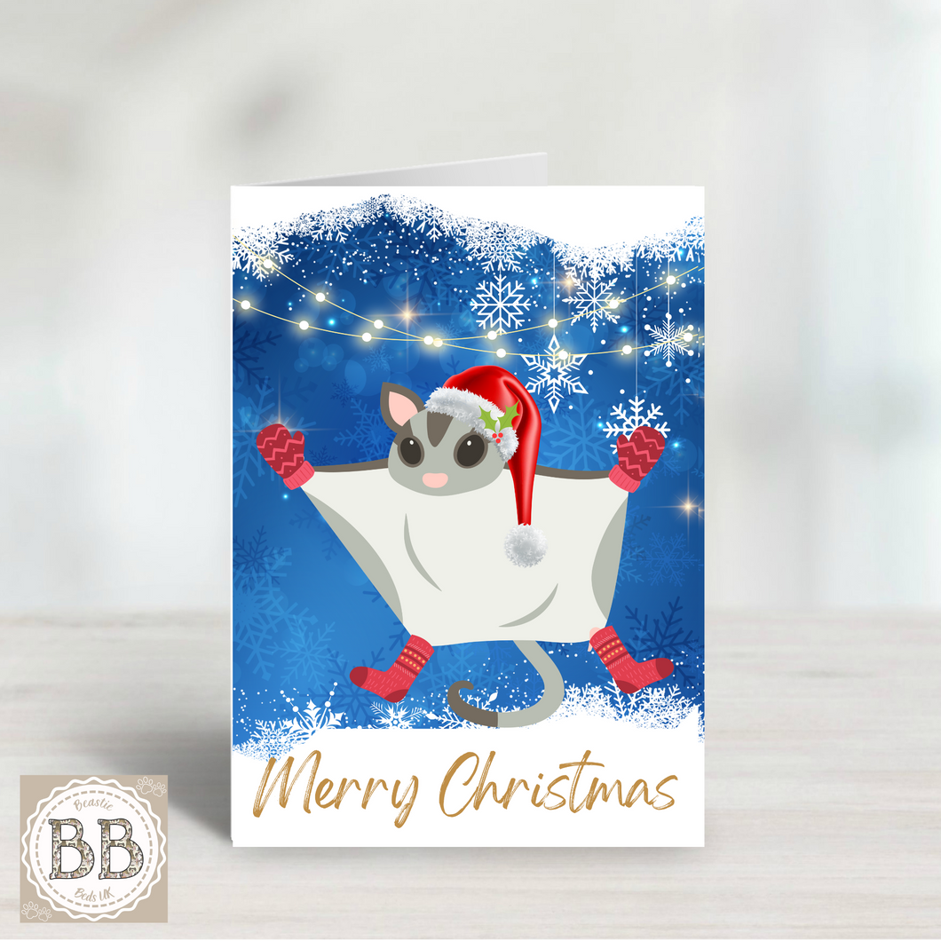 Sugar Glider Christmas Card, animal card, holiday card, cute xmas card, Merry Christmas, pretty Christmas card, pet lover card