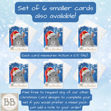 Load image into Gallery viewer, Chinchilla Christmas Card, chinchilla card, holiday card, Christmas chinchilla, Merry Christmas, pretty Christmas card, pet lover card
