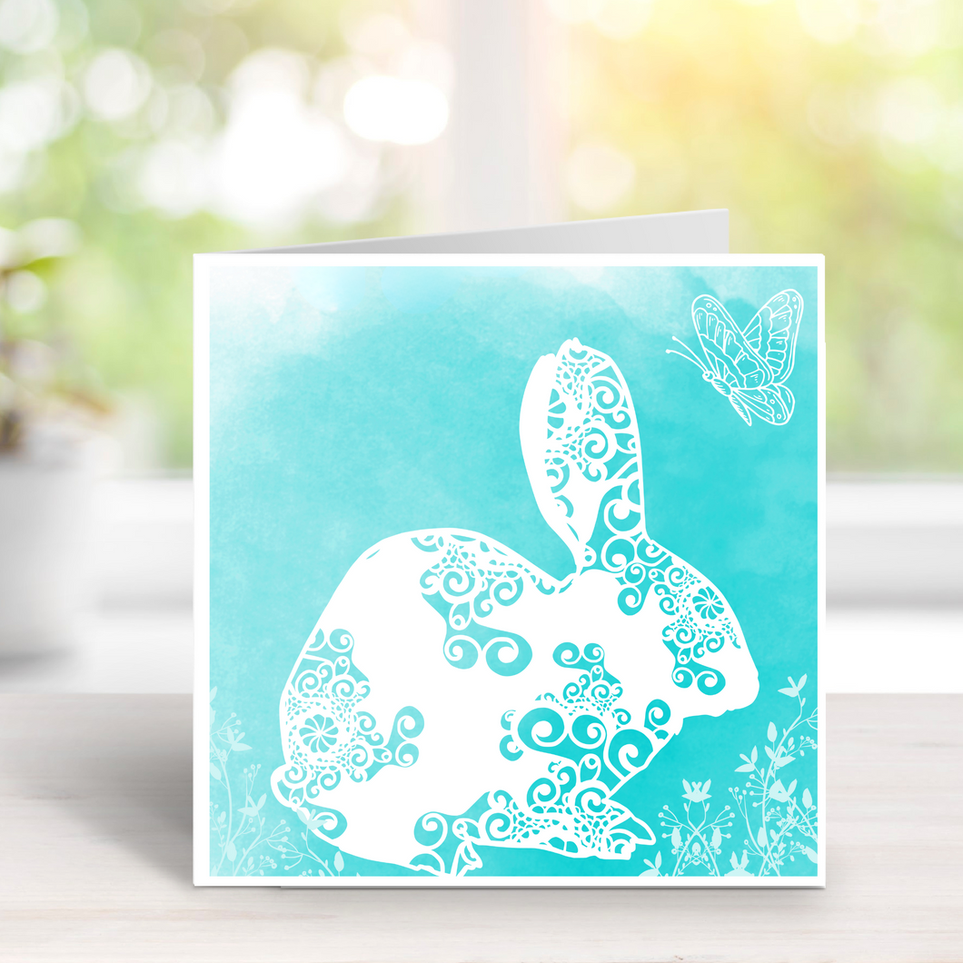Rabbit Greetings Card, Birthday Card, Thank you, Good Luck, Best Wishes, Sympathy card, animal card, pretty card, get well soon, pet card