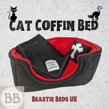 Load image into Gallery viewer, The Cat Cosy Coffin! Luxury Halloween Coffin bed for cats and ferrets. Cat bed, gothic bed, spooky cat bed, halloween pet bed
