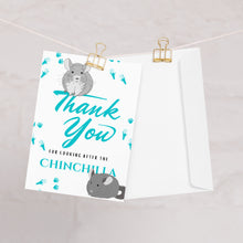 Load image into Gallery viewer, Thank you for looking after the chinchilla card, holiday chinchilla card, card for pet lovers, pet card, thank you for feeding the chin
