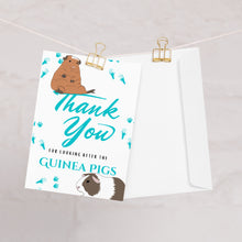 Load image into Gallery viewer, Thank you for looking after the Guinea Pigs card, holiday cavy card, card for pet lovers, pet card, thank you for feeding the guinea pigs
